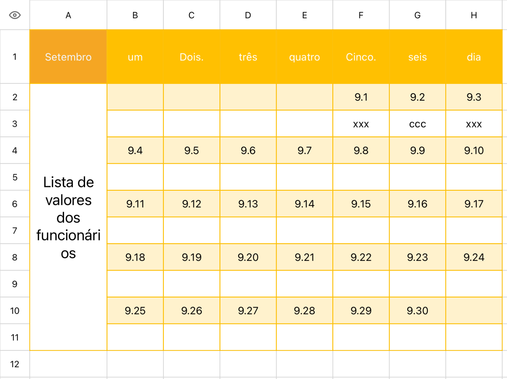 Lista de funcionários 11